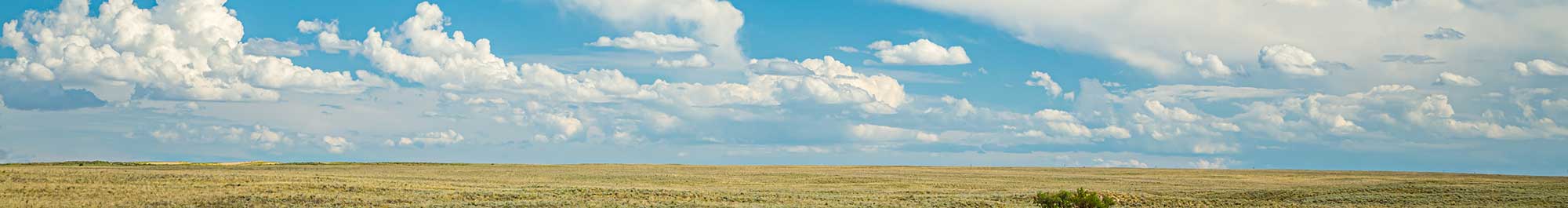 Midwestern prairie under a blue sky
